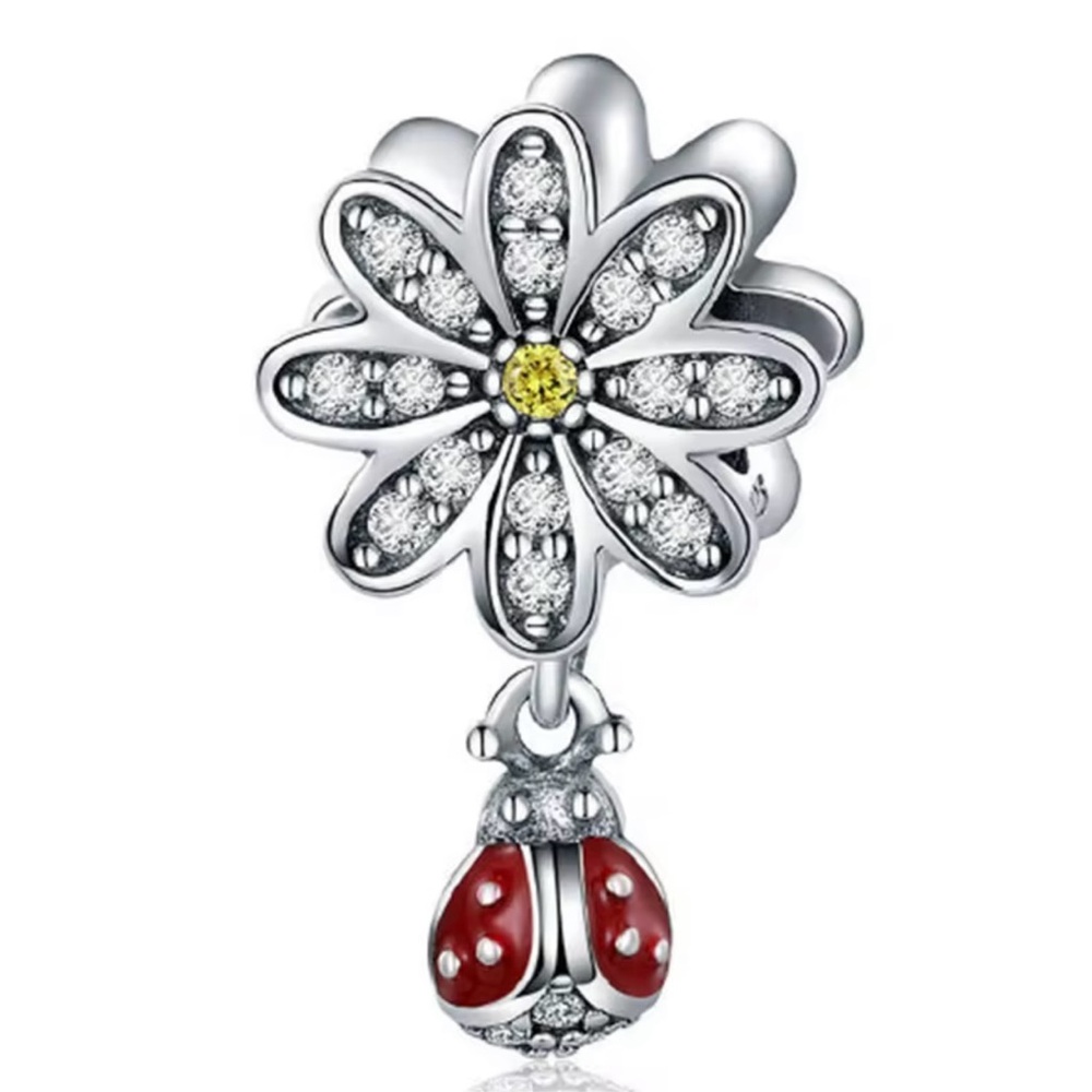 Crystal Daisy with Lady Bug European Charm - Collectible Limited Edition